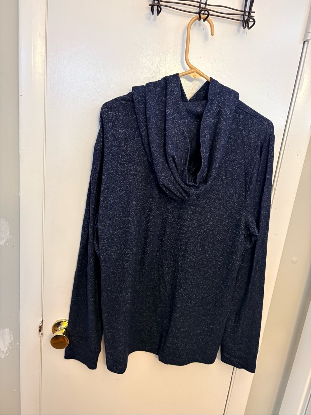 Express Men's Navy Heather Hooded Cardigan Sweater